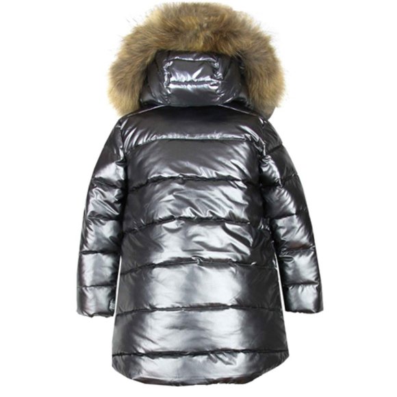 DEUX PAR DEUX Girls' Puffer Coat with Fur, Size 5 - Picture 2 of 3